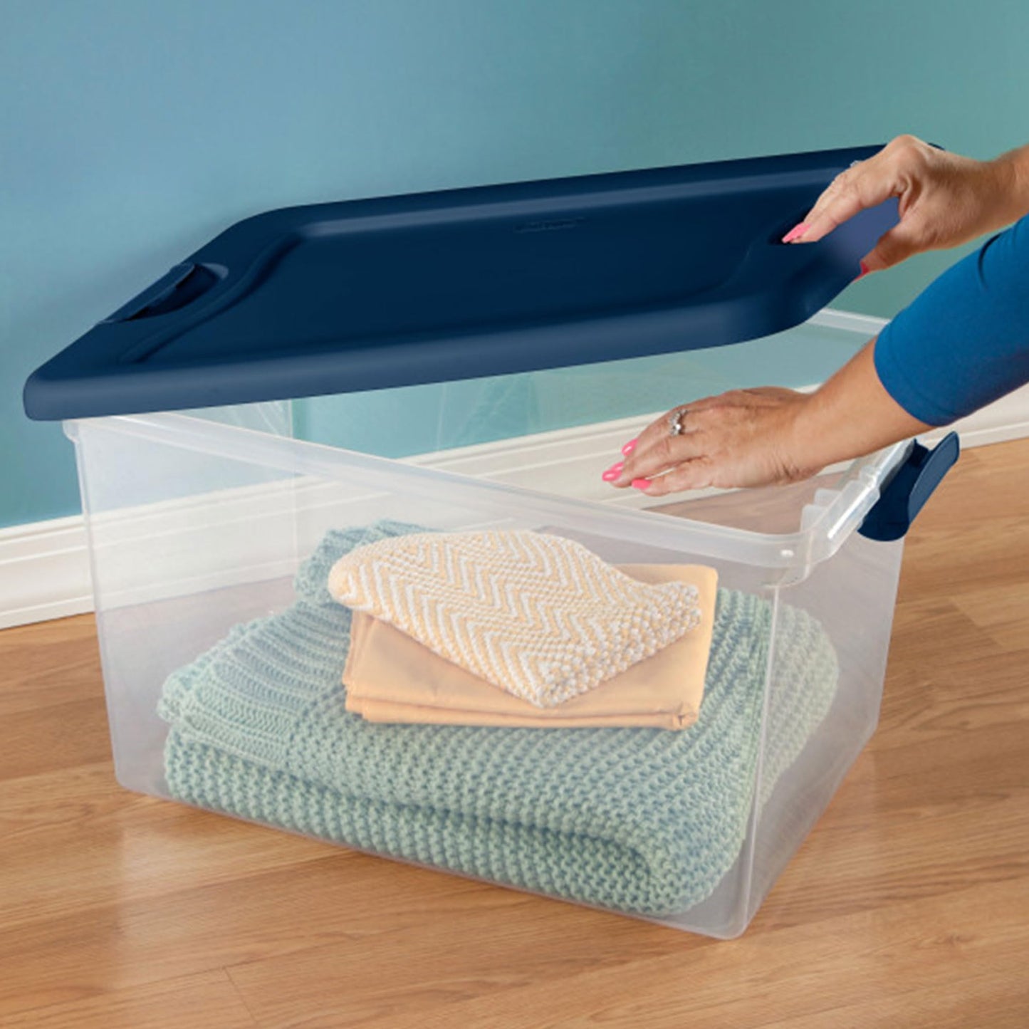 64QT Stackable Clear Storage Bins with Lids