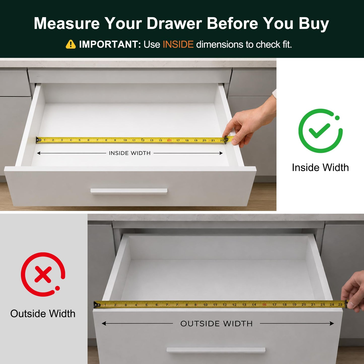 Oridom Expandable Bamboo Kitchen Drawer Organizer