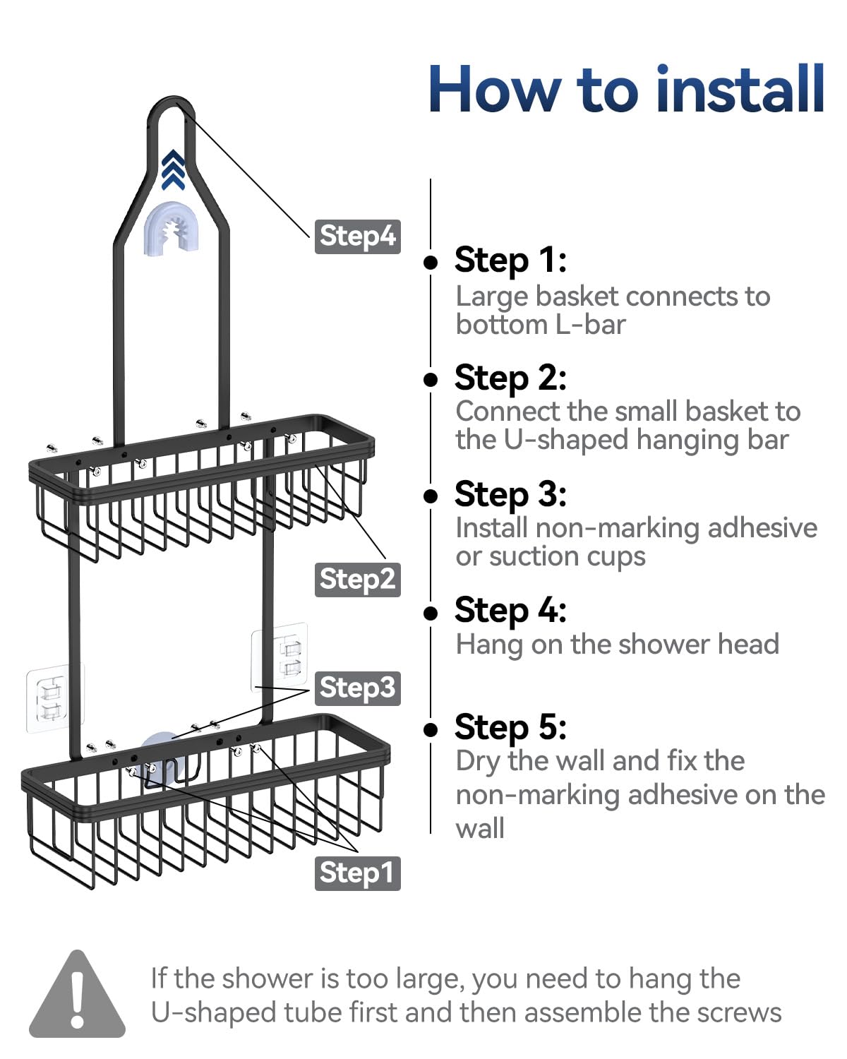 YASONIC Never Rust Hanging Shower Caddy Aluminum Organizer