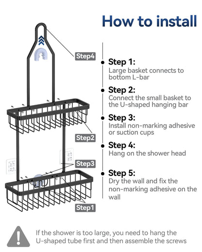 YASONIC Never Rust Hanging Shower Caddy Aluminum Organizer