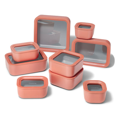 Glass Food Storage Set Ceramic Coated Lids Lunch Box Safe