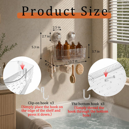 Suction Cup Shower Caddy Clear No Drill Bathroom Organizer