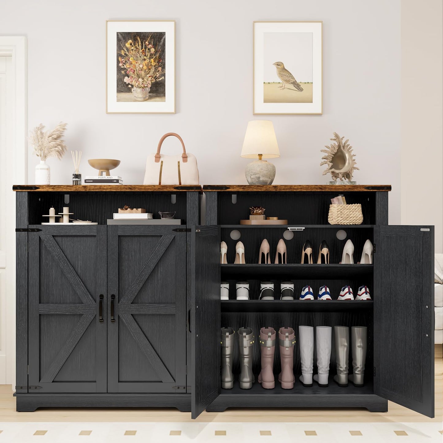 5 Tier Shoe Storage Cabinet Farmhouse Shoe Rack