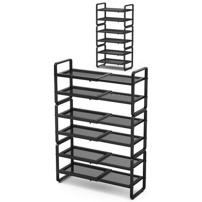 Expandable Stackable Metal Shoe Rack Organizer Shelf