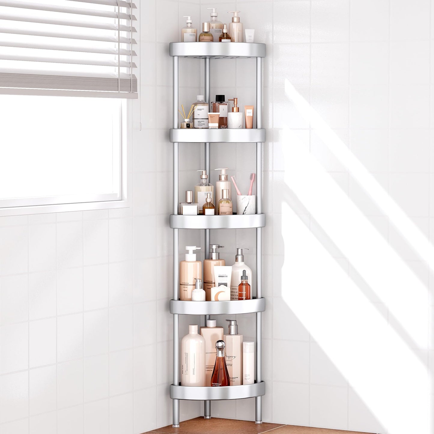 Corner Shower Caddy Adjustable Rustproof Aluminum Organizer
