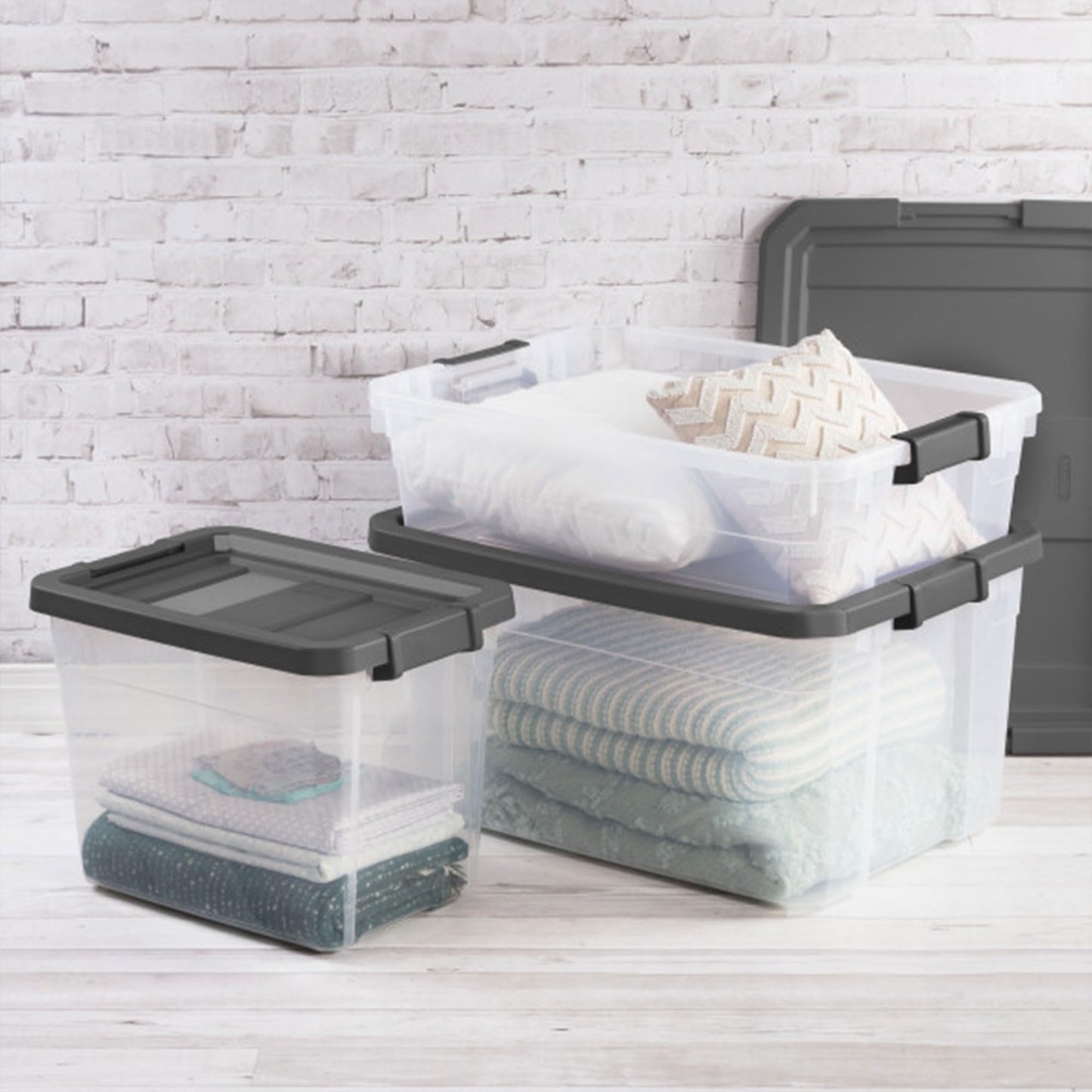 Stackable Clear Storage Bins with Latching Lids