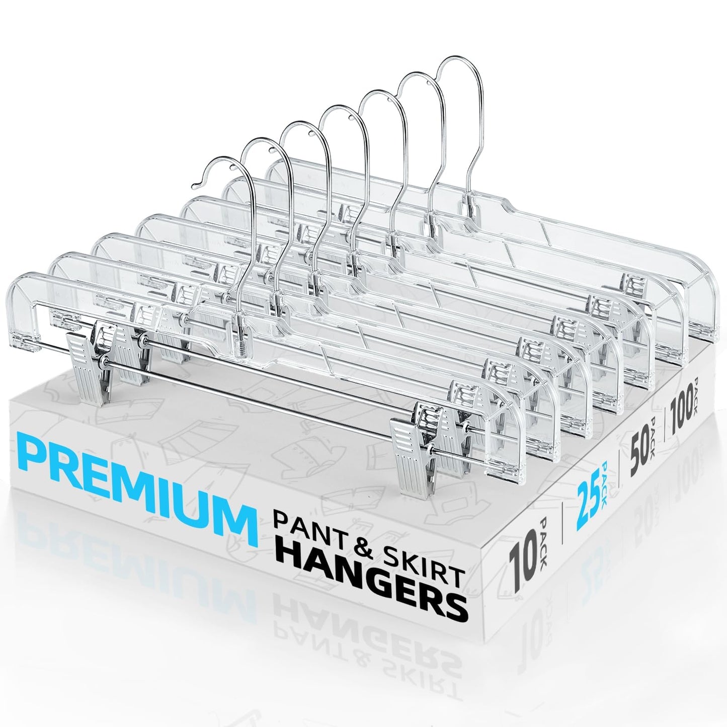 Clear Adjustable Clip Hangers for Pants Skirts Shorts