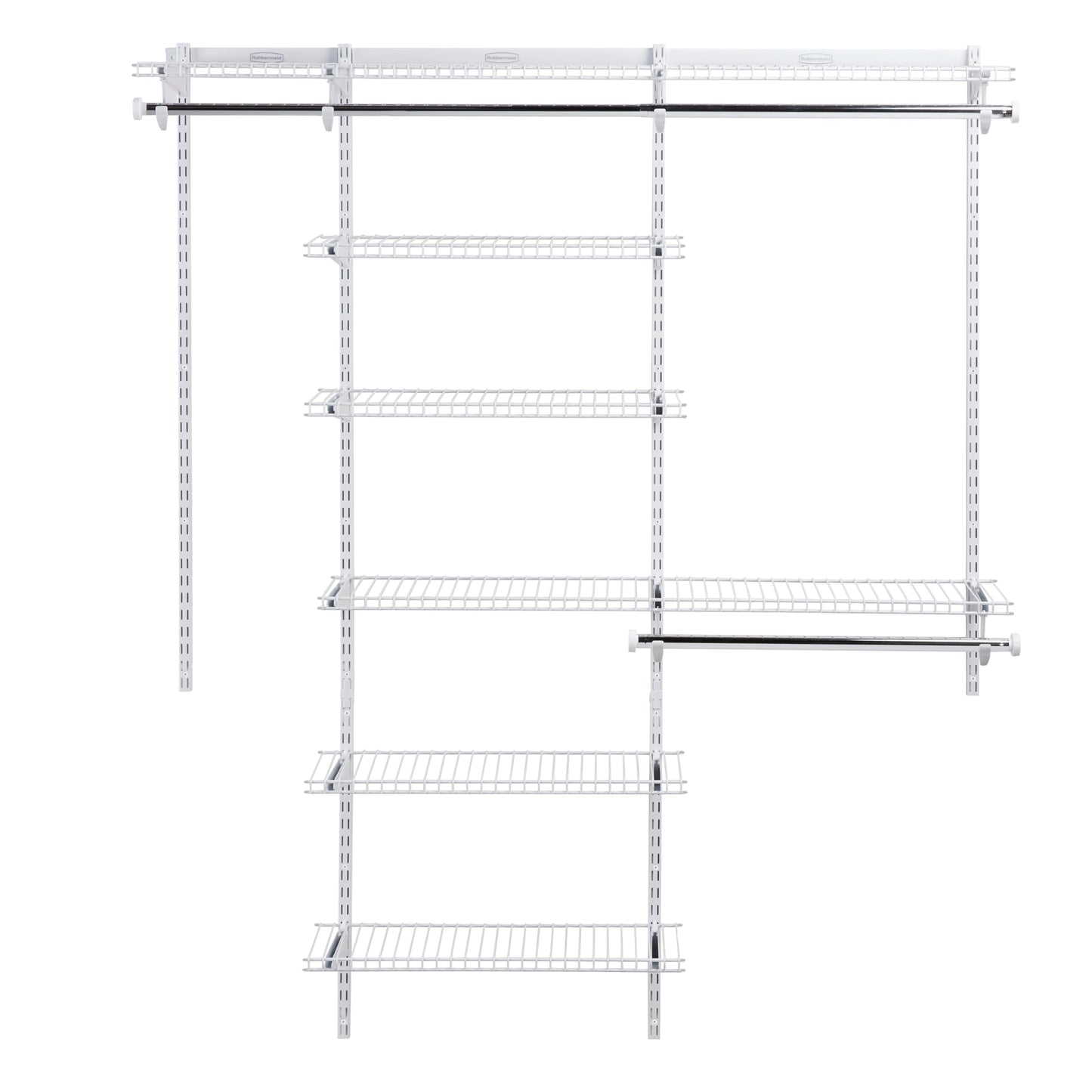 Expandable Wire Closet Shelving Kit with Rods White