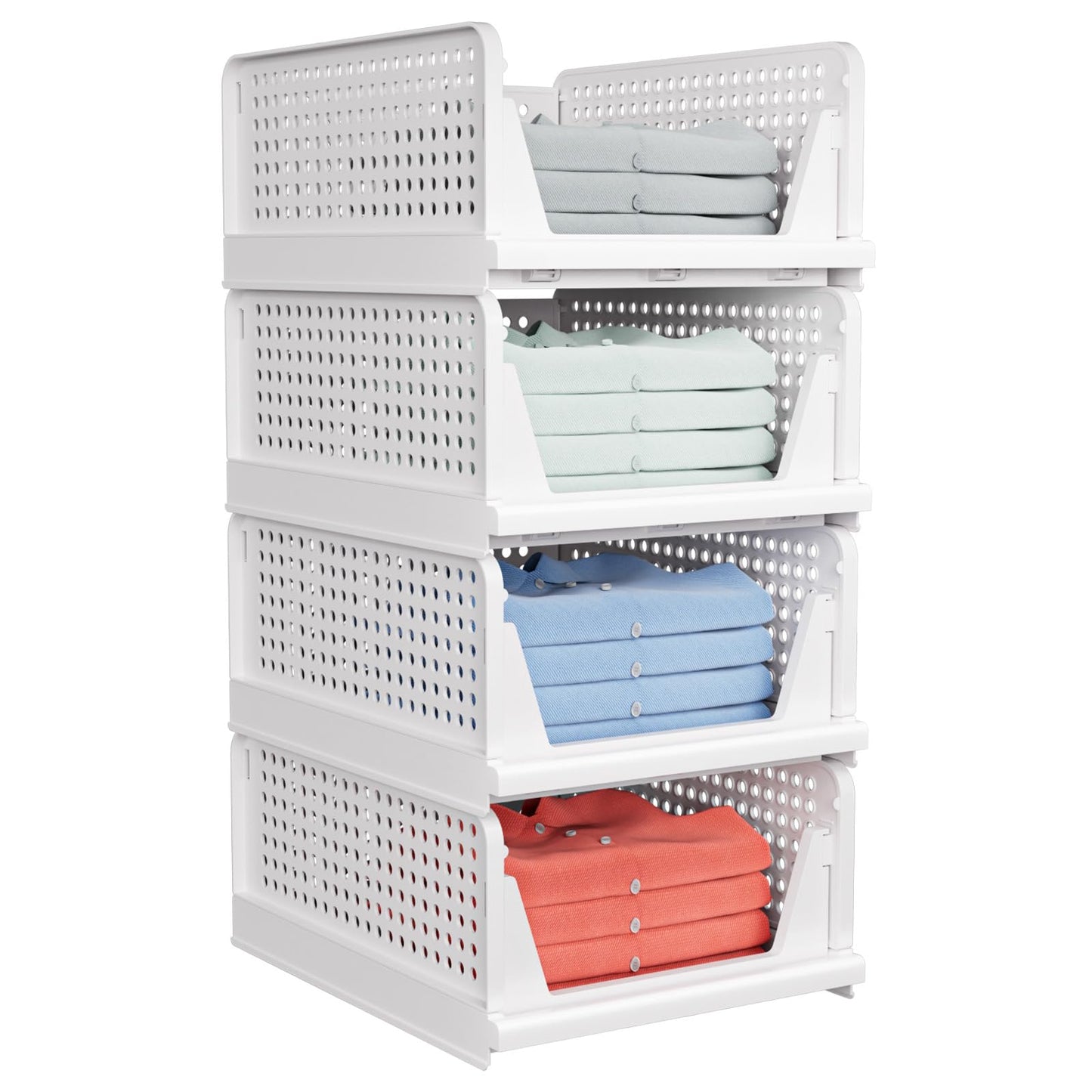 Stackable Closet Storage Bins Basket 5 Pack Organizer