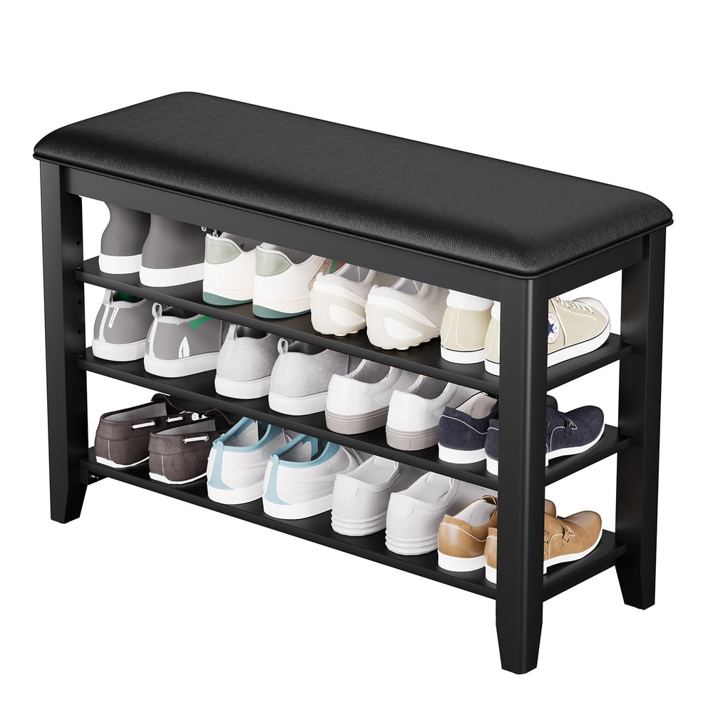 Entryway Shoe Bench Storage with Cushion Shelves