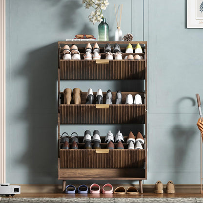 Narrow Shoe Cabinet Storage with Flip Drawer Entryway Organizer