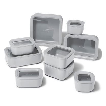 Glass Food Storage Set Ceramic Coated Lids Lunch Box Safe