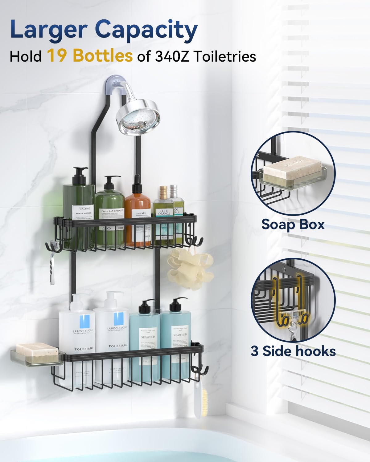 YASONIC Never Rust Hanging Shower Caddy Aluminum Organizer