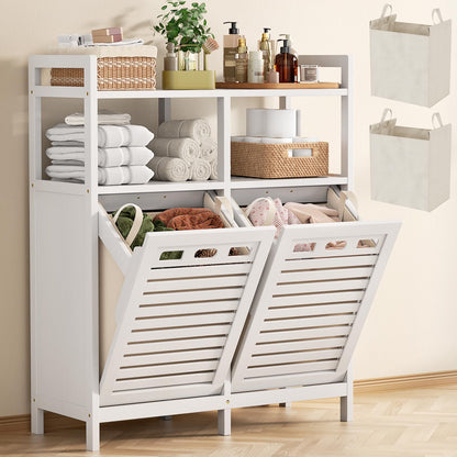 Tilt Out Laundry Hamper Cabinet with Storage