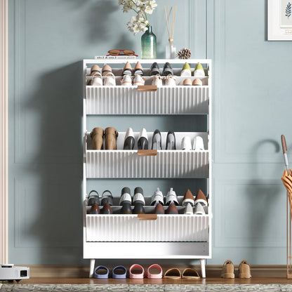Narrow Shoe Cabinet Storage with Flip Drawer Entryway Organizer