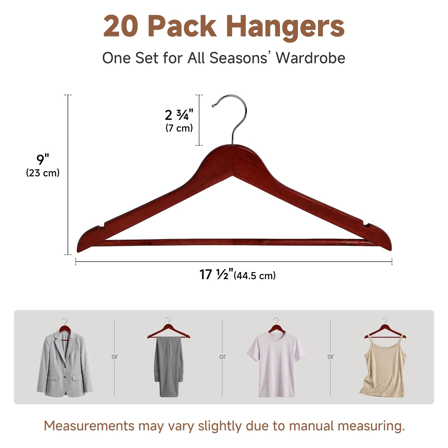 Wooden Coat Clothes Hangers Durable Closet Organizer