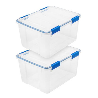 Stackable Weatherproof Plastic Storage Box with Lid Blue