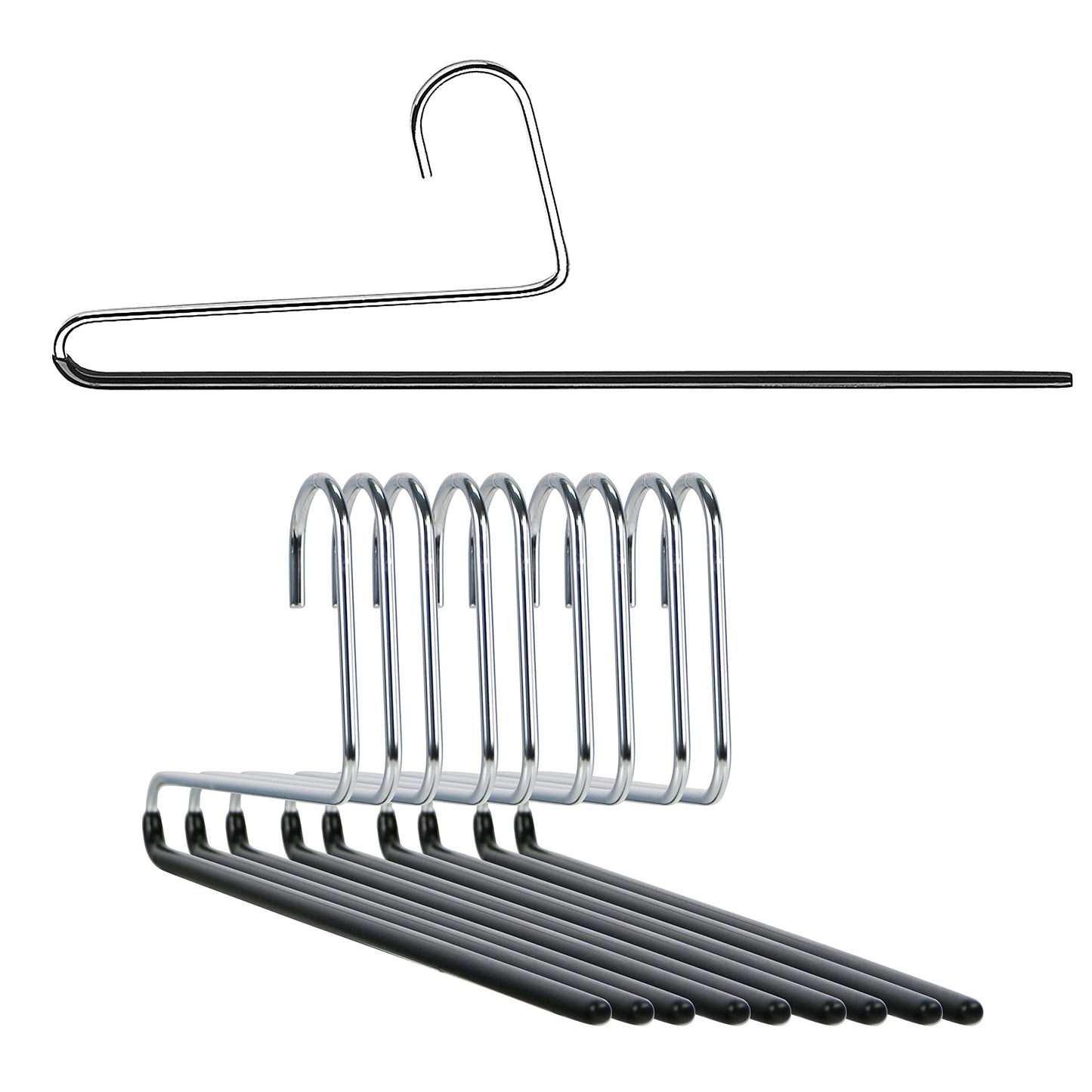 Non-Slip Space Saving Clothes Hangers with Rod 10-Pack