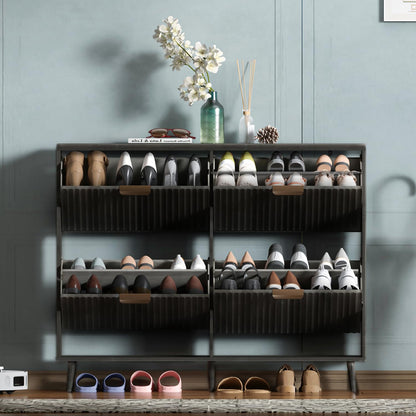 Narrow Shoe Cabinet Storage with Flip Drawer Entryway Organizer