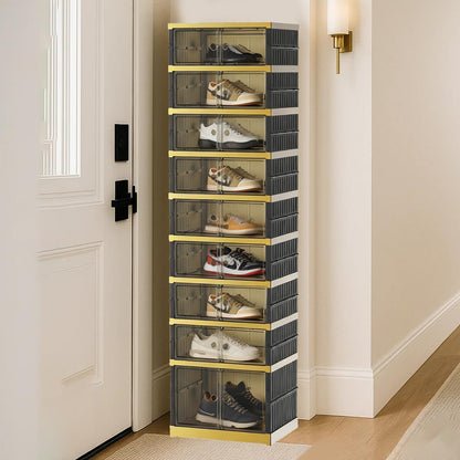 Stackable Foldable Shoe Storage Cabinet with Lid