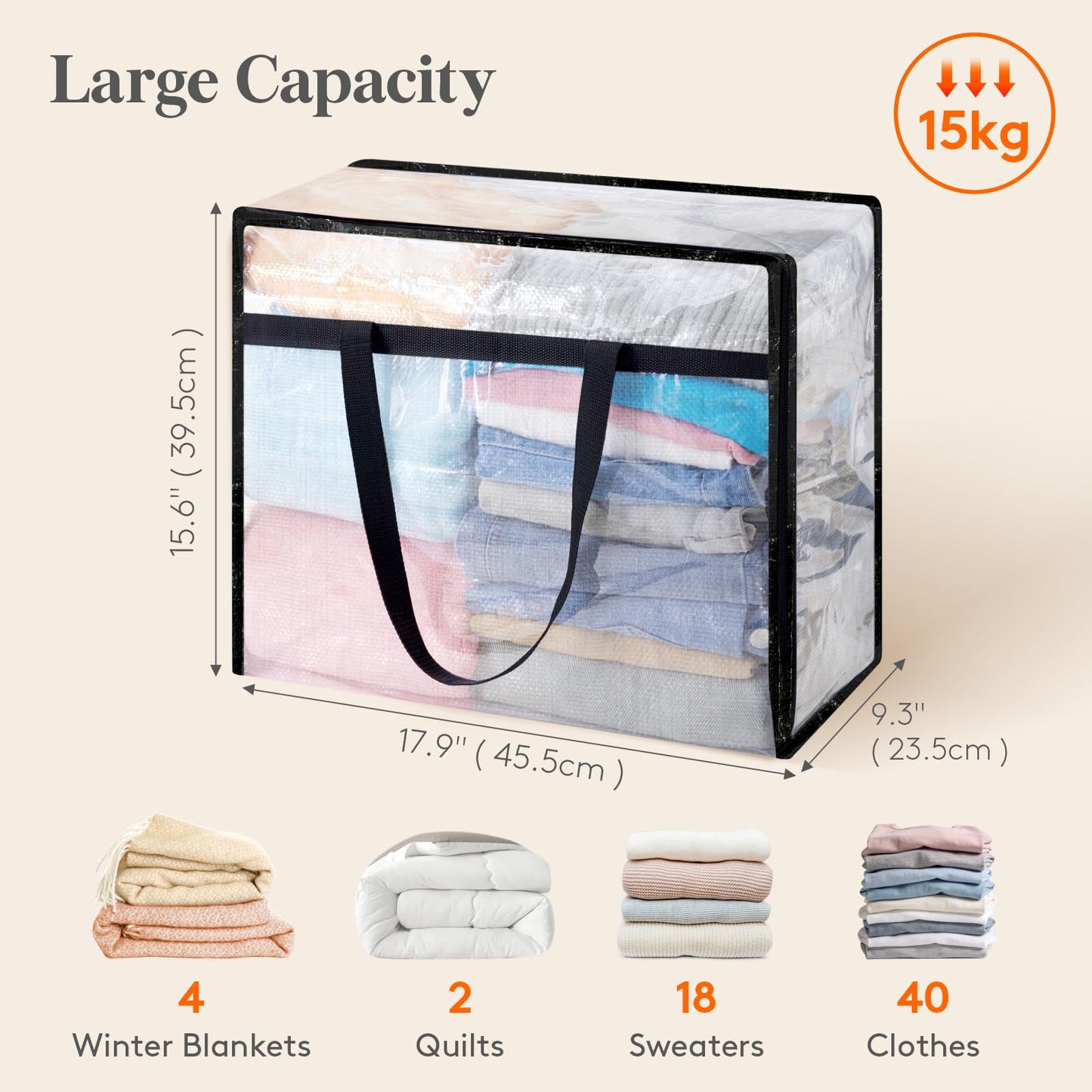 Clear Blanket Storage Bag Foldable Zipper Organizer