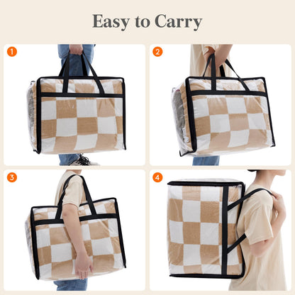 Clear Clothes Storage Bags 45L Zipper Bedding Organizer