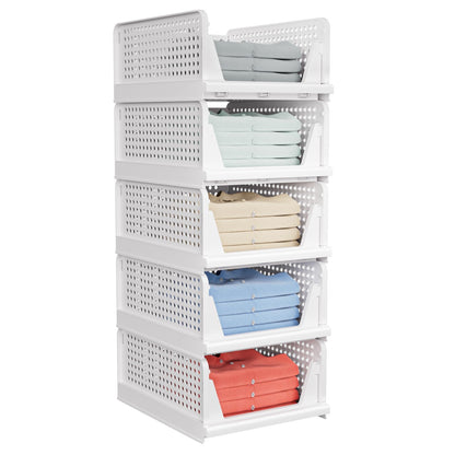 Stackable Closet Storage Bins Basket 5 Pack Organizer