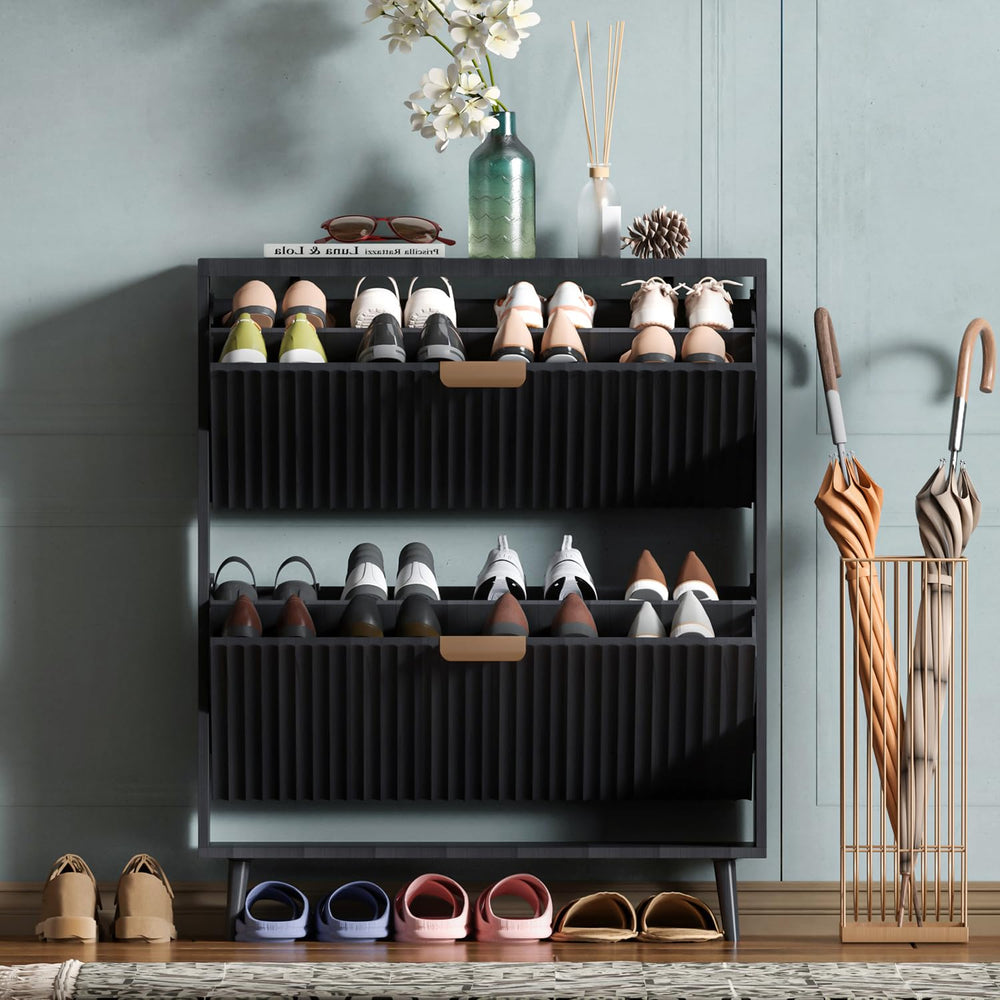 Narrow Shoe Cabinet Storage with Flip Drawer Entryway Organizer
