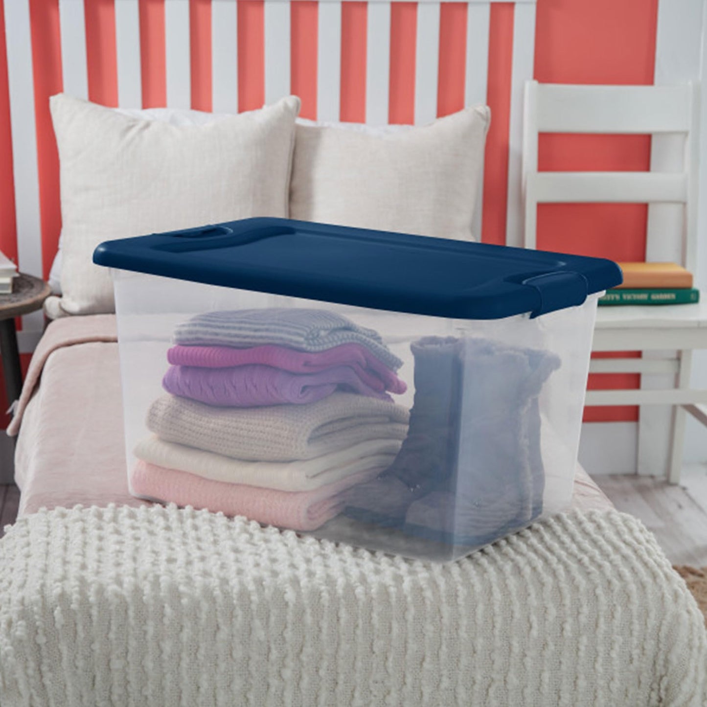 64QT Stackable Clear Storage Bins with Lids