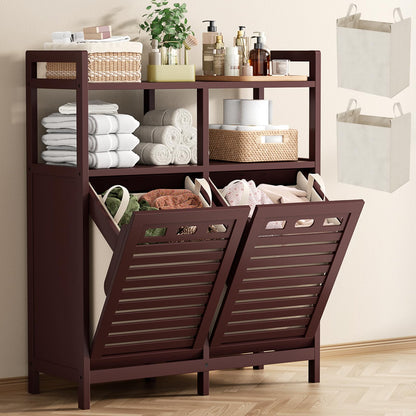 Tilt Out Laundry Hamper Cabinet with Storage