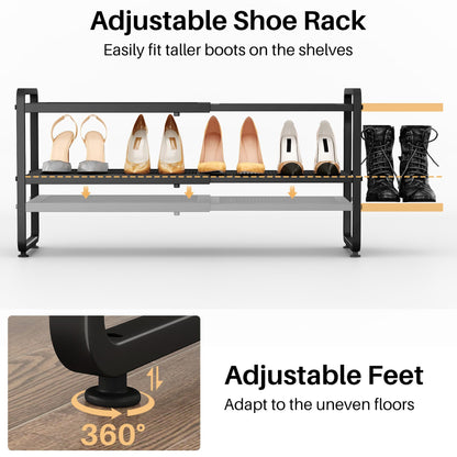 Expandable Stackable Metal Shoe Rack Organizer Shelf