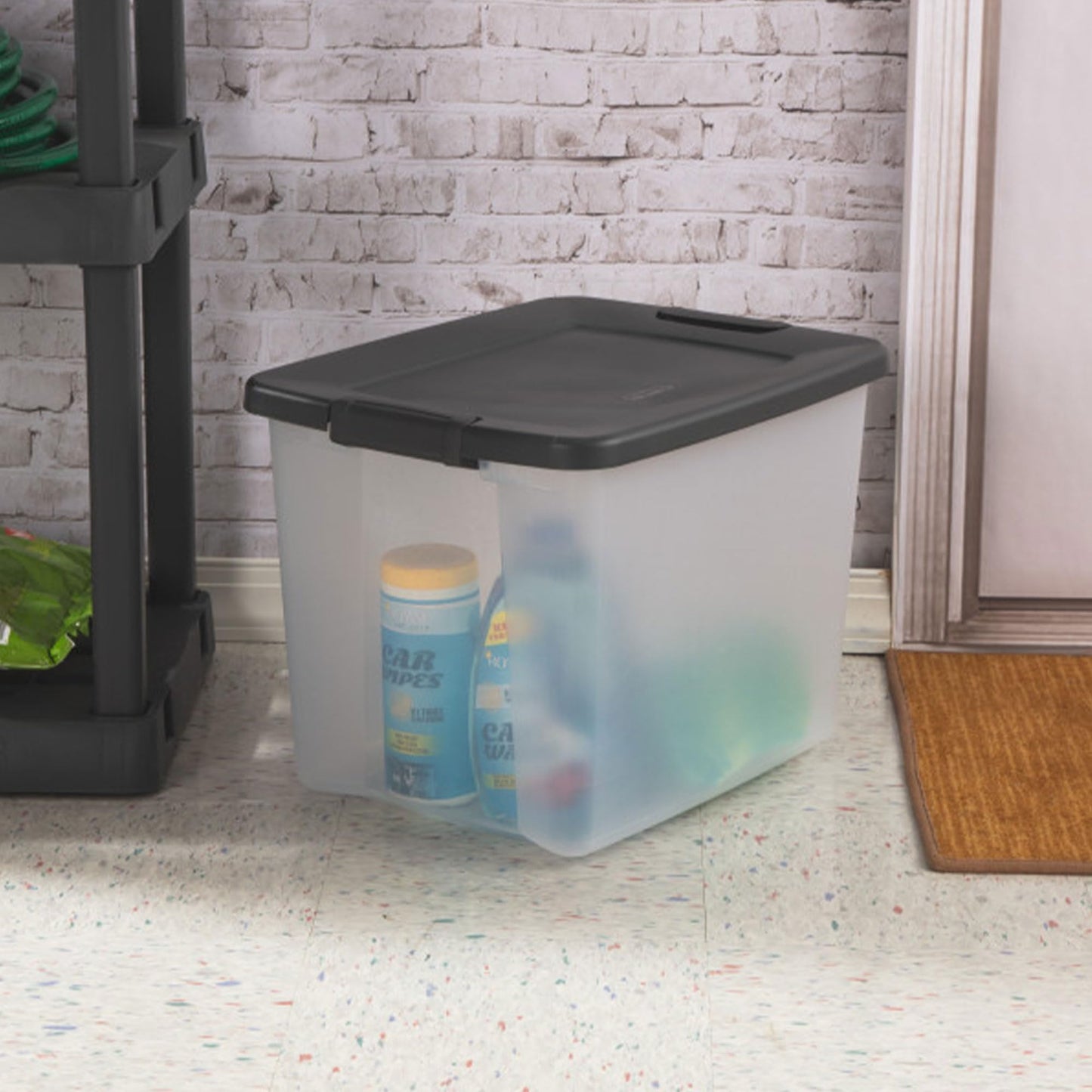 6-Pack Stackable Clear Storage Bins with Lids 50QT Gray