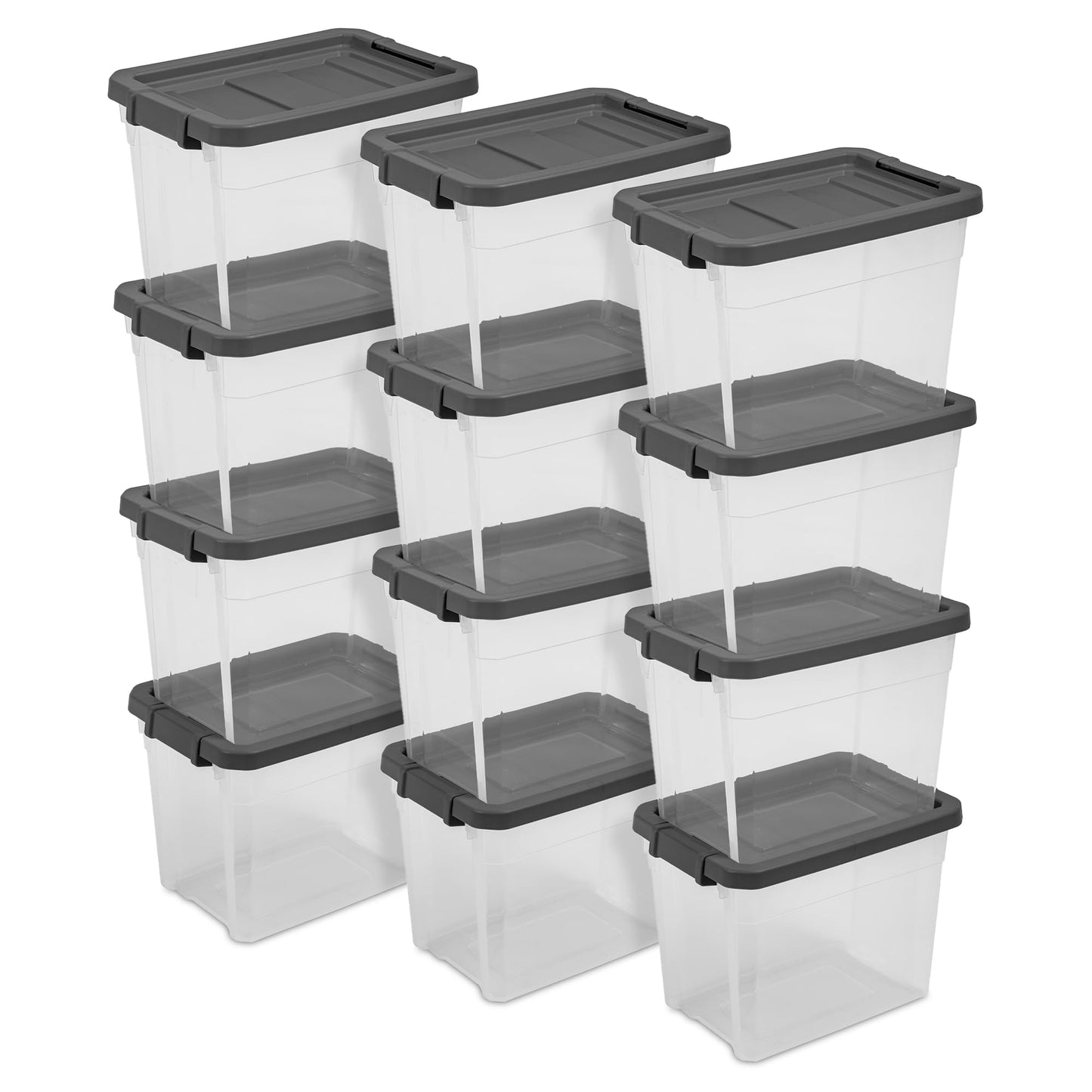 Stackable Clear Storage Bins with Latching Lids