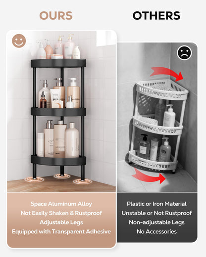 Corner Shower Caddy Adjustable Rustproof Aluminum Organizer