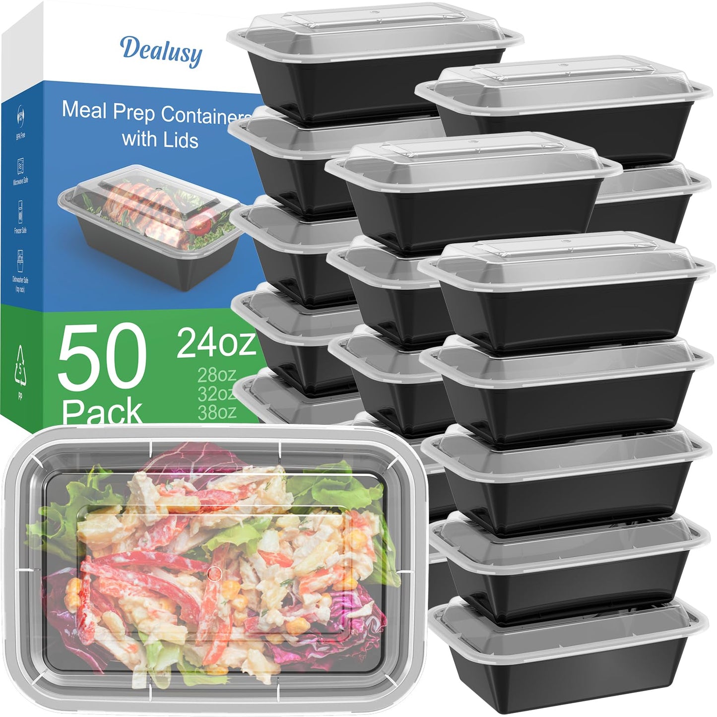 Meal Prep Containers with Lids Multi Size 24–38 oz