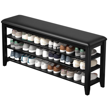 Entryway Shoe Bench Storage with Cushion Shelves