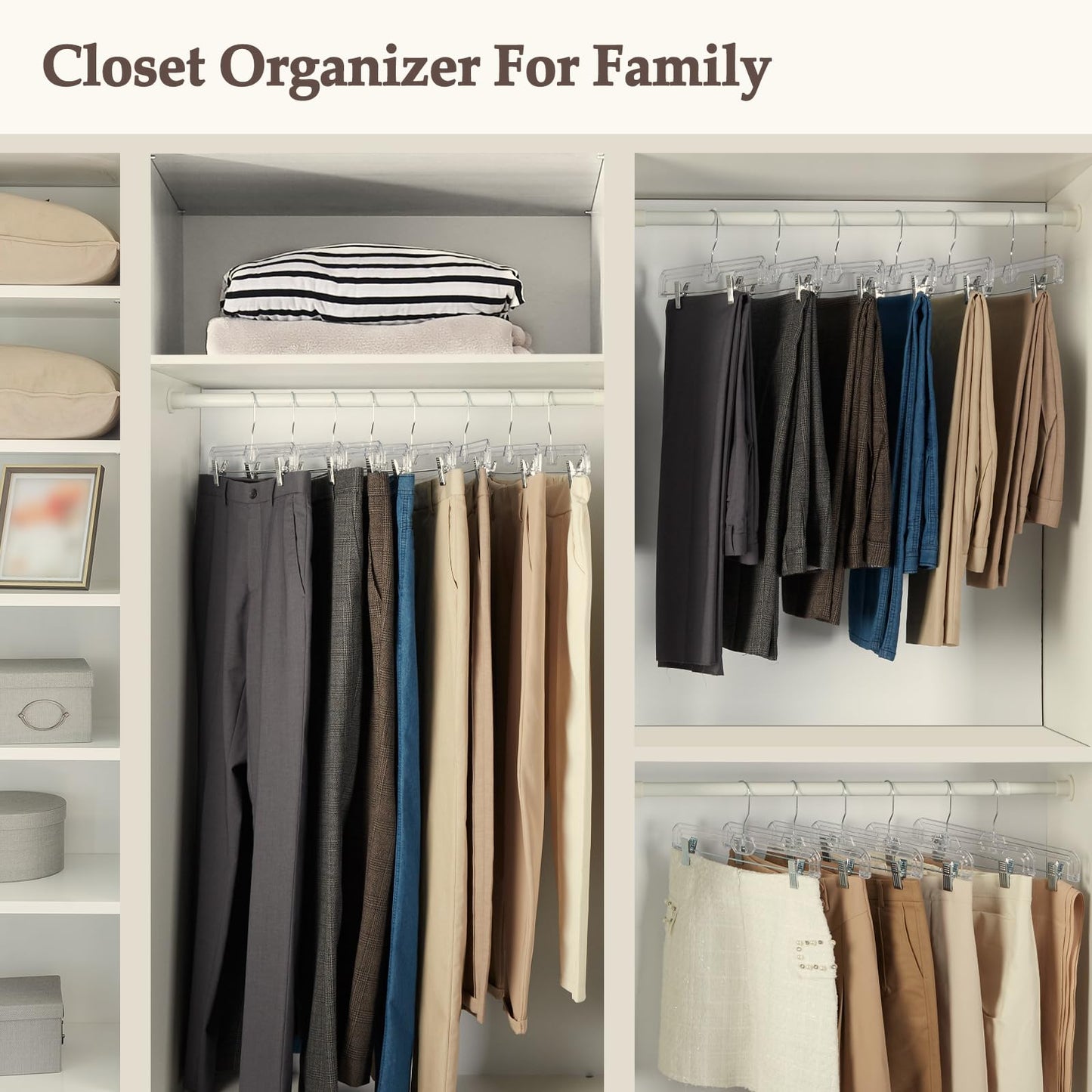 Clear Adjustable Clip Hangers for Pants Skirts Shorts
