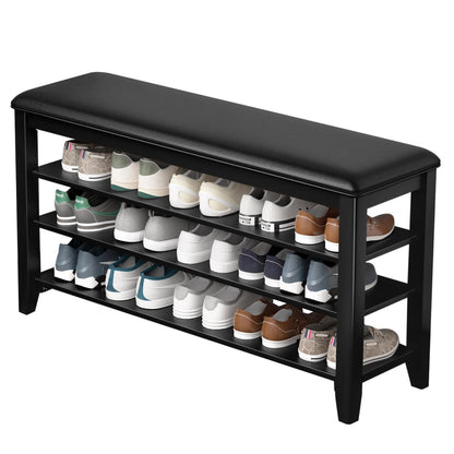 Entryway Shoe Bench Storage with Cushion Shelves