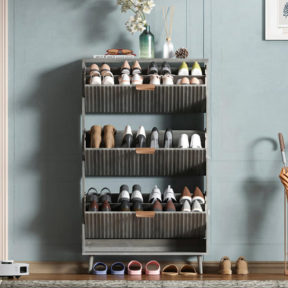 Narrow Shoe Cabinet Storage with Flip Drawer Entryway Organizer