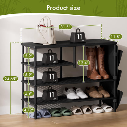 CozyBath Bamboo Shoe Rack 4 Tiers Shoe Organizer for Closet