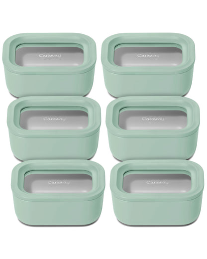 Glass Food Storage Set Ceramic Coated Lids Microwave Safe