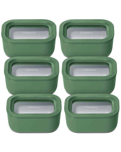Glass Food Storage Set Ceramic Coated Lids Microwave Safe