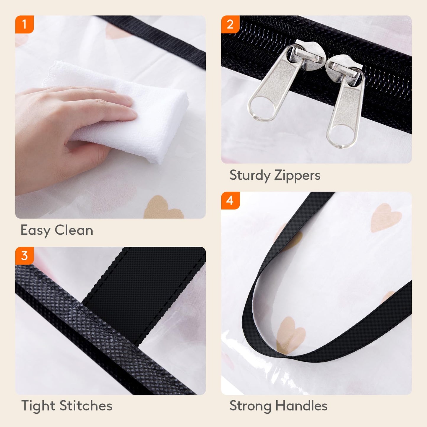 Clear Clothes Storage Bags 45L Zipper Bedding Organizer
