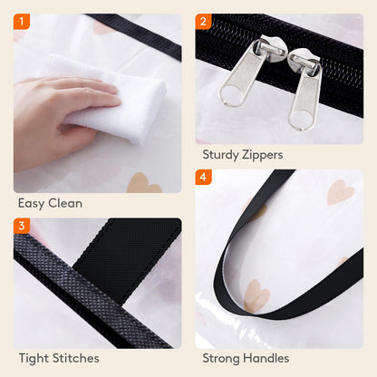 Clear Clothes Storage Bags 45L Zipper Bedding Organizer