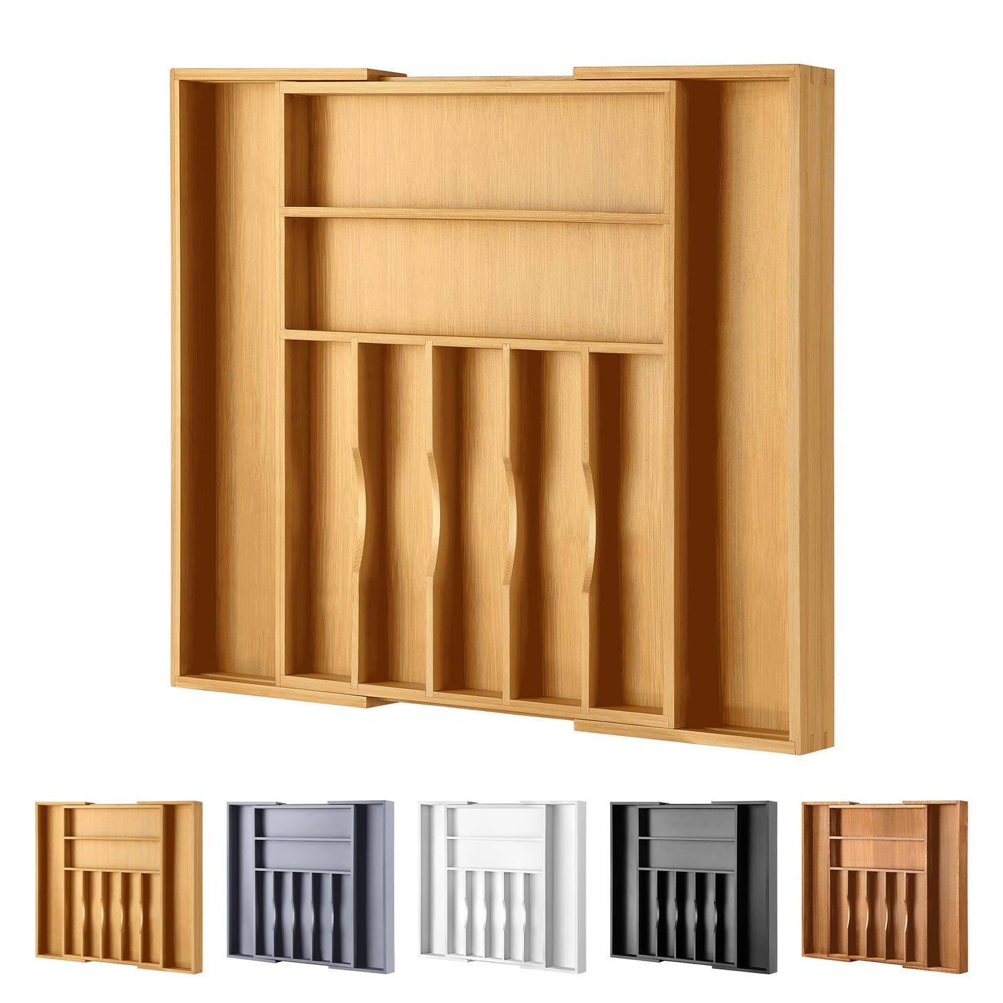 Oridom Expandable Bamboo Kitchen Drawer Organizer