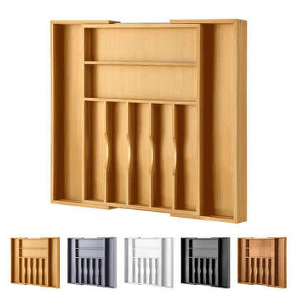 Oridom Expandable Bamboo Kitchen Drawer Organizer