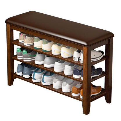 Entryway Shoe Bench Storage with Cushion Shelves