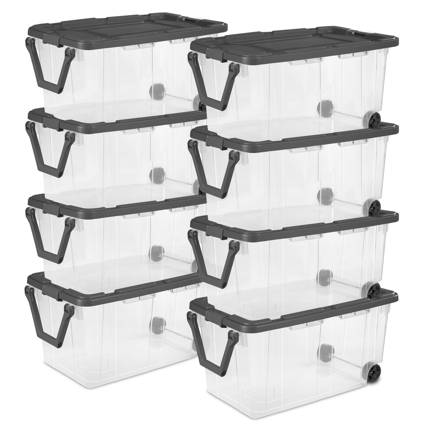Stackable Clear Storage Bins with Latching Lids