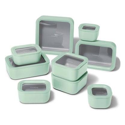Glass Food Storage Set Ceramic Coated Lids Lunch Box Safe