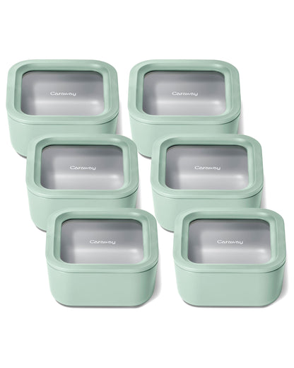 Glass Food Storage Set Ceramic Coated Lids Microwave Safe